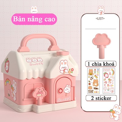 Đồ chơi ngôi nhà tiết kiệm KAVY cho bé gái, trai bằng nhựa ABS có miếng dán Sticker, 3D