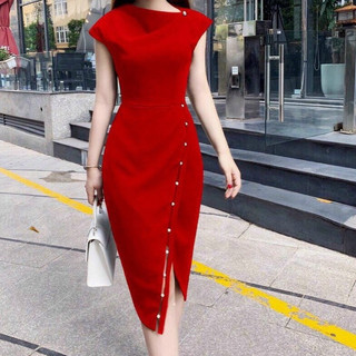 Đầm Body Dự Tiệc Đính Ngọc Xẻ Tà Tôn Dáng Cực Đẹp Dành Cho Các Chị Em