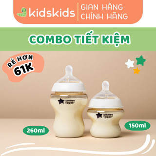 Combo 2 bình sữa ppsu ty siêu mềm tự nhiên tommee tippee natural start 150ml & 260ml