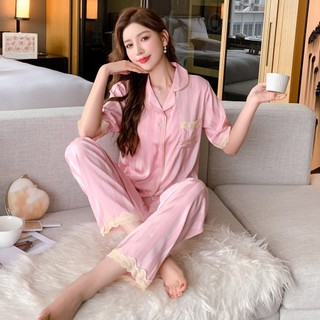 Bộ Lụa Mặc Nhà Pijama Nữ Chất Lụa Cao Cấp Mát Mềm Mịn ELSA PIJAMA