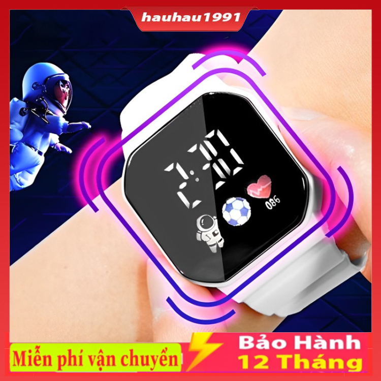 Đồng Hồ Đeo Tay Điện Tử Đèn LED Mặt Vuông Màu Trơn Phong Cách Hàn Quốc Siêu Hot