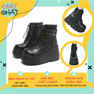 Bốt đùi nữ kiểu dáng HARAJUKU ROCK DARK thời trang Nhật Bản cá tính, Giày Bốt Nữ Độn Đế 10p Tăng Chiều Cao Đế Bánh Mì A1