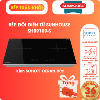 BẾP ĐÔI ĐIỆN TỪ SUNHOUSE SHB 9109-S, Kính SCHOTT Đức, bảo hành tại nhà 36 tháng