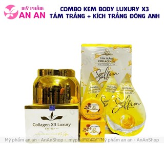 Combo Kem Body Luxury Collagen X3 Đông Anh + Kem Kích trắng + Tắm trắng, Mẫu mới 2024 Chính hãng, dưỡng trắng da body