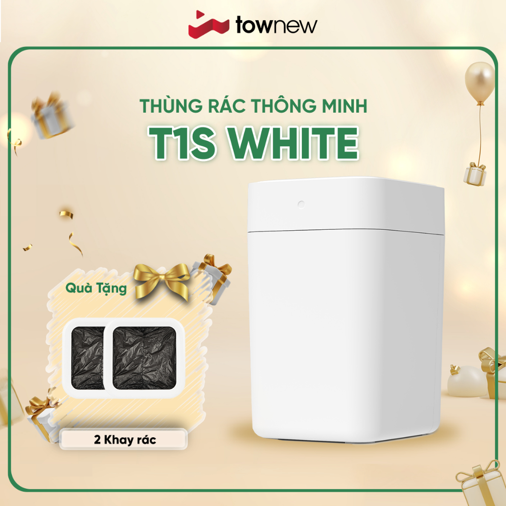 Thùng rác tự động thông minh TOWNEW T1S 15.5L (White)- Tự động hàn túi, thay túi rác - BẢN QUỐC TẾ- BH 12 tháng