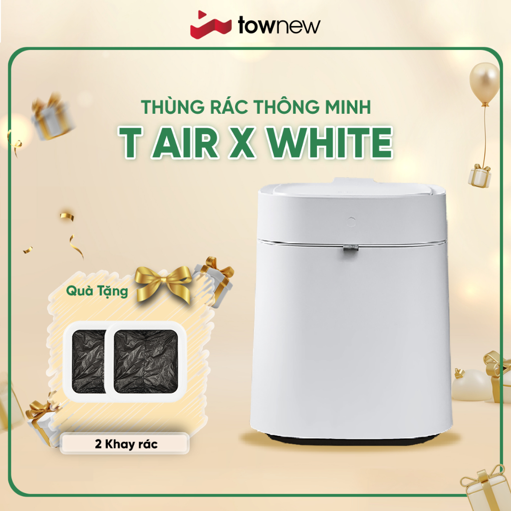 Thùng rác thông minh TOWNEW T AIR X 13.5L(White)-Tự động hàn túi, thay túi rác - Hàng chính hãng- Bảo hành 12 tháng