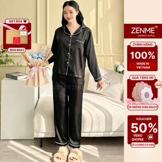 Bộ Ngủ Pijama Lụa Dài Tay Lụa Latin Cao Cấp Zen Me Women’s World  PJDD1123