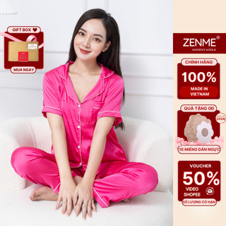 Đồ Bộ Nữ Phong Cách Pijama Chất Liệu Latin Cao Cấp Màu Hồng Trơn Nữ Tính PJD0322, Zen Me Women's World