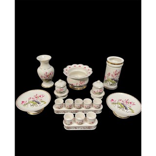  Bộ Đồ Thờ Cúng Men Sứ Bóng Hoa Sen Cao Cấp 2023 Gồm Lư Hương Bình Hoa Án Gian Dĩa Bát Hương - Gốm Thần Tài 