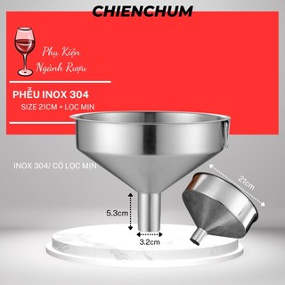 Phễu inox 304 size to, phễu inox to, phễu inox có ngăn lưới lọc, chienchumstore