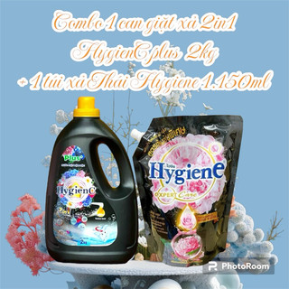 Combo 1 can nước giặt xả Hygienc Plus 2kg và 1 túi nước xả vải Hygiene Thái Lan 1150ml -1300ml