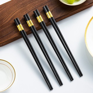 Bộ 10 đôi đũa nhựa mạ vàng kháng khuẩn, đũa mạ vàng hàn quốc nhựa đen chống trơn