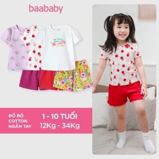 Đồ bộ cho bé gái, bộ ngắn tay cho bé, đồ bé gái thun cotton ngắn tay cho bé từ 1 tuổi - 10 tuổi - Baa Baby - DB10N