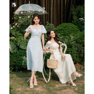 Đầm dáng dài cổ vuông, cúp ngực bèo điệu, sẻ tà Twenty.Five -  DL13
