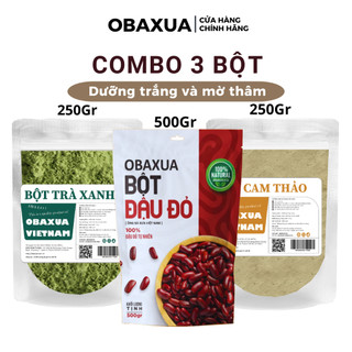 Bột Trà Xanh, Bột Đậu Đỏ, Bột Cam Thảo (Combo Làm Đẹp Da OBAXUA )-Giải Pháp Dưỡng Trắng và Mờ Thâm Từ Thiên Nhiên
