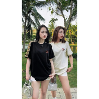 Áo thun Guggi Thêu Logo sọc vai xu hướng hot trend cao cấp