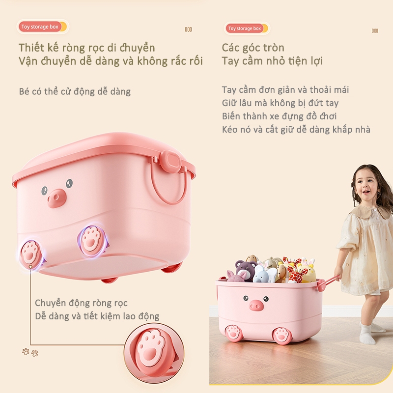 Thùng đựng đồ chơi cho bé  hộp đựng đồ chơi đa năng có bánh xe Vỏ trên của LEGO Hình dạng hoạt hình vui nhộn