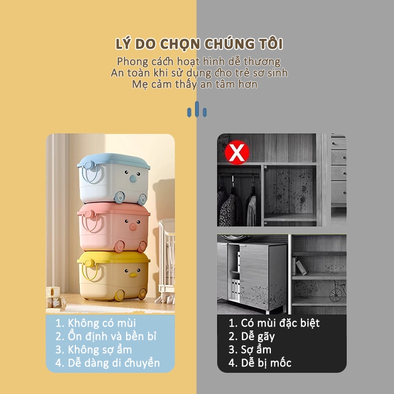 Thùng đựng đồ chơi cho bé  hộp đựng đồ chơi đa năng có bánh xe Vỏ trên của LEGO Hình dạng hoạt hình vui nhộn