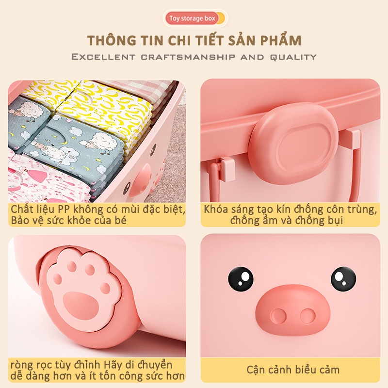 Thùng đựng đồ chơi cho bé  hộp đựng đồ chơi đa năng có bánh xe Vỏ trên của LEGO Hình dạng hoạt hình vui nhộn