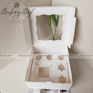 Hộp giấy bánh kem kèm 5 cupcake