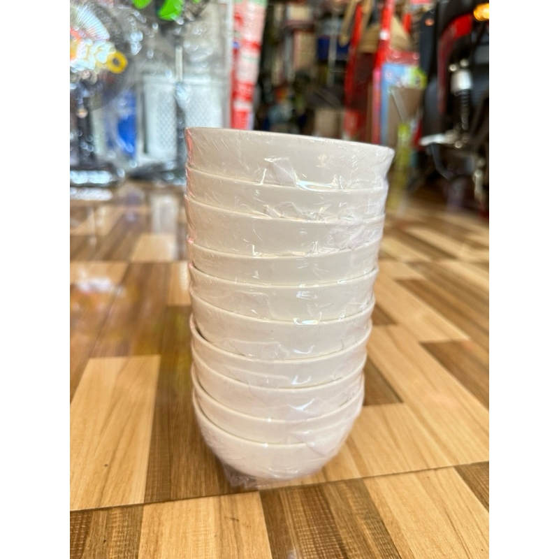 Bộ 10 chén sứ trắng trơn