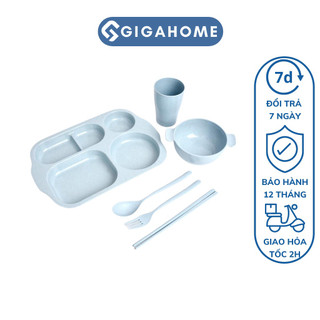 Khay ăn dặm lúa mạch gigahome trọn bộ 6 món chi tiết cho bé tập ăn 5297