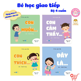  Bộ 04 Cuốn Sách Song Ngữ Bé Học Kỹ Năng Giao Tiếp  2 Phần về Từ Vựng Cảm Xúc và Đối Lập  - Lionbooks 