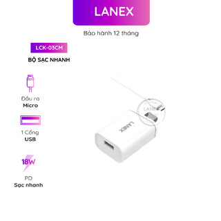 Bộ sạc nhanh lanex lck - 03cm 1 cổng usb micro pd qc3.0 18w dài 1.0m
