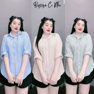 Áo sơ mi bigsize nữ kẻ sọc tay dài đuôi tôm basic chất vải lụa mềm mịn không kén màu da thời trang- SM49