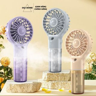 Quạt tích điện phun sương Mini cầm tay tiện dụng Quạt phun sương mini cực đẹp, dáng xinh Ogi Home