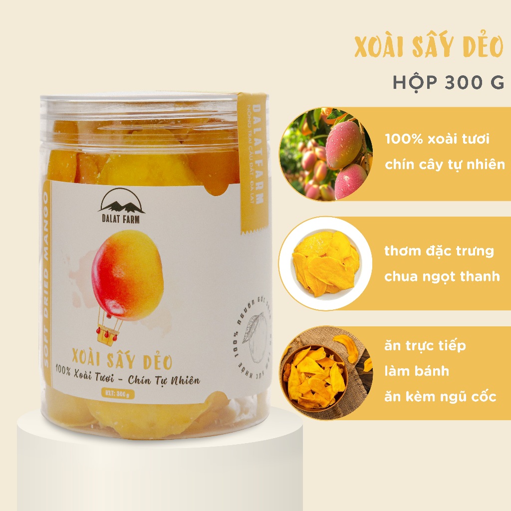 Xoài Sấy Dẻo Dalat Farm - Hộp 300g