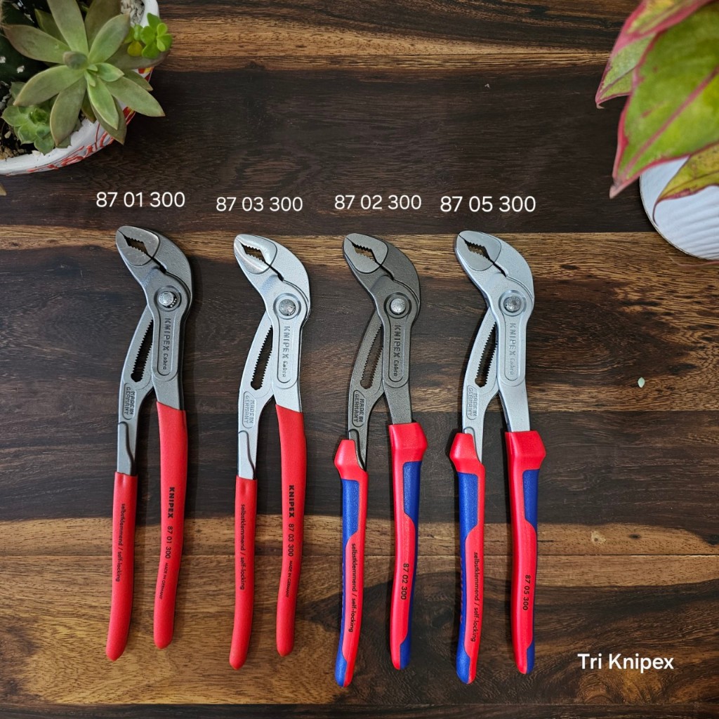 Knipex Kìm Nước Mỏ Quạ Cobra 87 01 300/ 87 02 300/ 87 03 300/ 87 05 300 Chiều Dài 300mm Mở Đến Ø70mm