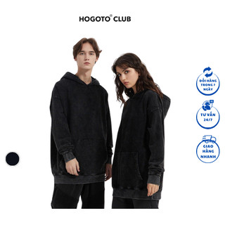 Áo hoodie nỉ bông wash trơn hogoto club , áo hoodie nam nữ nỉ bông cotton