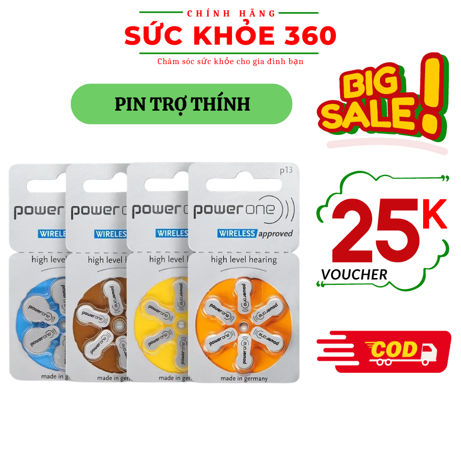 Pin Máy Trợ Thính Power One P13, P675, P312, P10 - Đức [Vỉ 06 Viên]
