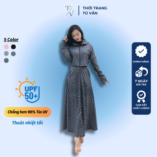 Áo chống nắng toàn thân nữ vải bò Jean Croptop kín chân - Áo chống nắng choàng toàn thân bò croptop M53
