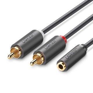 Cáp Audio 3.5mm âm ra 2 RCA dương dài 20cm UGREEN 10561 mạ vàng cao cấp