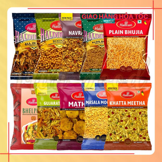 Snack haldiram's aloo bhujia, boondi, mixture, moong dal