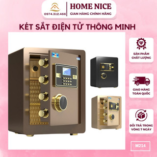Két sắt điện tử thông minh m214 khóa số khóa vân tay an tòan chống cháy nổ,két sắt gia đình văn phòng kt 45x38x33cm