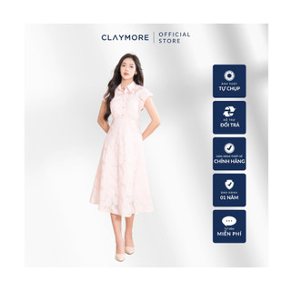 CLAYMORE_	Đầm sơ mi tơ hoa hồng -Hồng_CDX2S4C01614