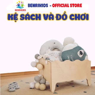 Kệ sách gỗ kệ sách để sàn nhiều ngăn benrikids bằng gỗ thông an toàn cho bé