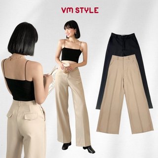 Quần  tây nữ suông dài ống rộng basic VMSTYLE lưng cao phong cách công sở trẻ trung 07205 QTR00001