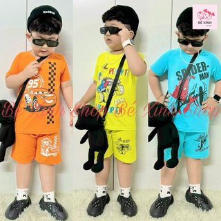 Bộ Quần Áo Cộc Tay Cho Trẻ Em  Bé Trai Đồ Bộ Ngắn Tay Siêu Nhân Cho Bé Trai Cotton 8-20kg Bé Xinh BỘ COTTON BÉ TRAI