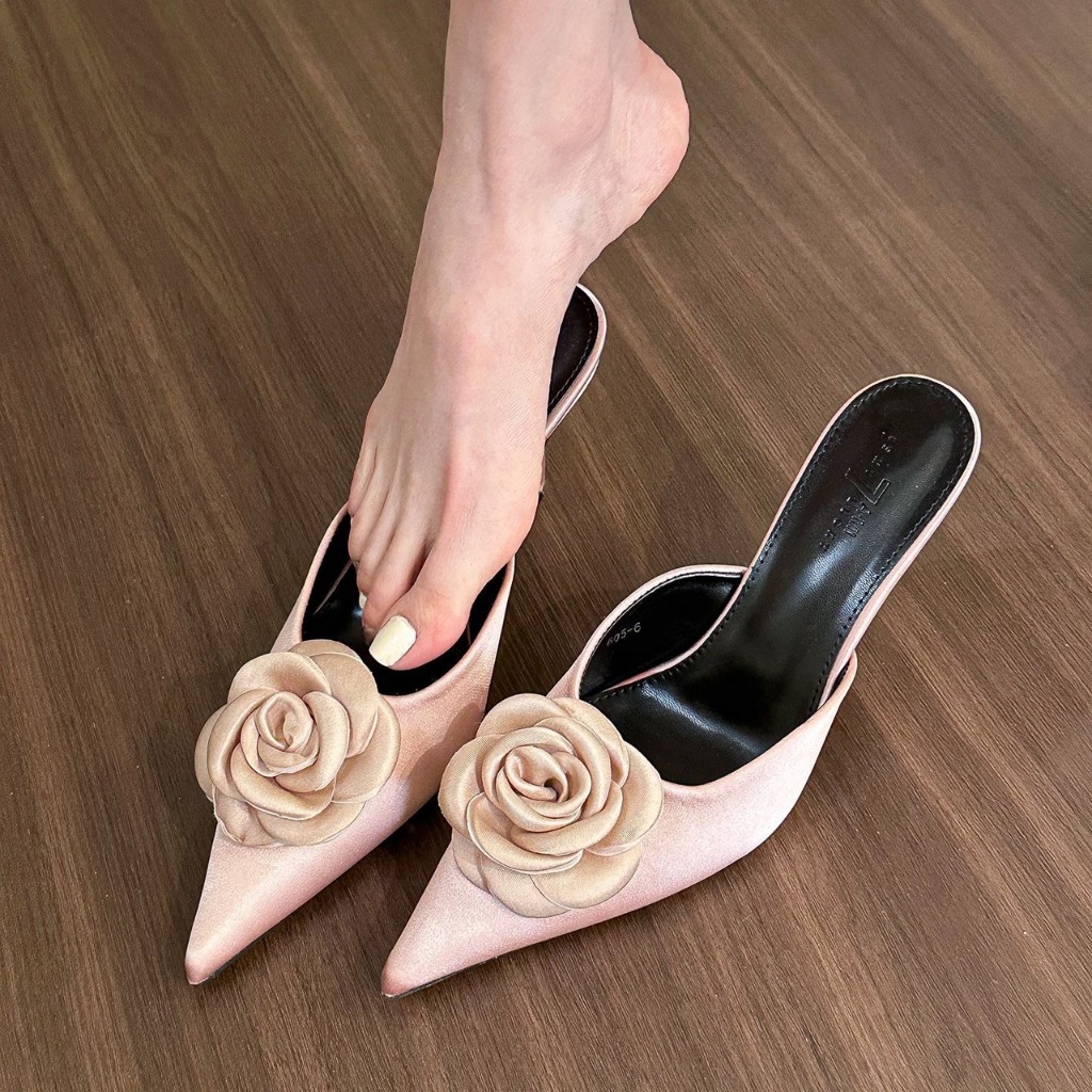 Giày cao gót nữ 5 phân mũi nhọn hở gót hàng cao cấp mẫu mới