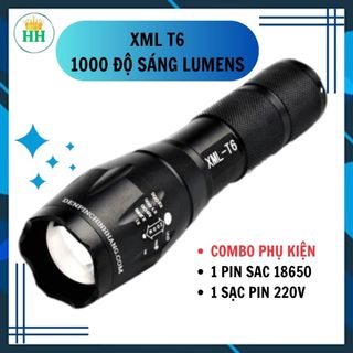 Đèn pin siêu sáng mini bóng led T6 cự ly chiếu xa trăm mét nước - Đèn pin cầm