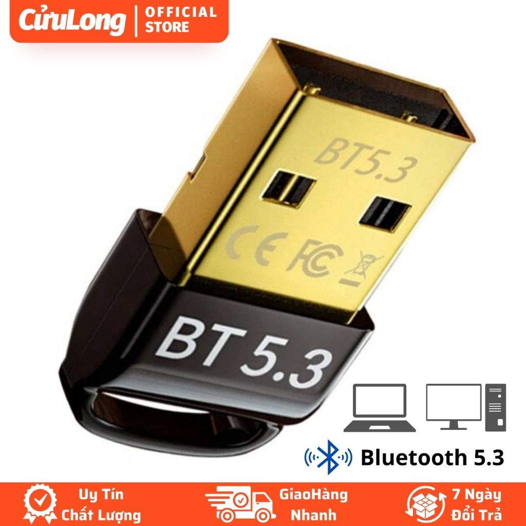 USB Bluetooth 5.3 cho PC máy tính kết nối bluetooth phát mạnh mẽ