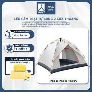 Lều dã ngoại cắm trại tự bung 2 cửa chính chống nước chống côn trùng cho gia đình từ 4-6 người