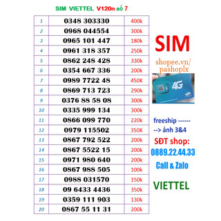 Sim viettel số đẹp 7