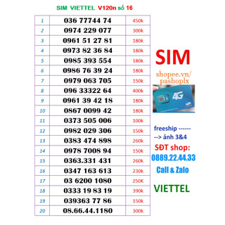 Sim viettel số đẹp 16