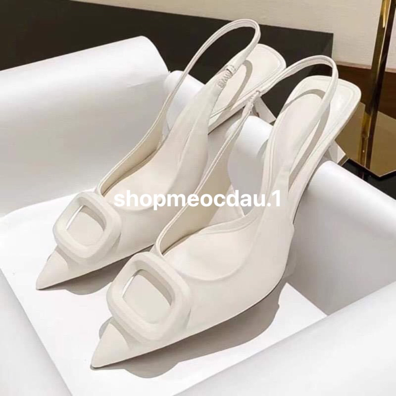 Giày Zr khuy vuông trắng