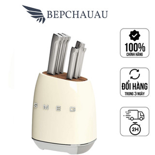 Bộ dao nhà bếp smeg, smeg knife, bộ dao smeg 7 món, sẵn 2 màu kem, đen, bh 12 tháng, bepchauau